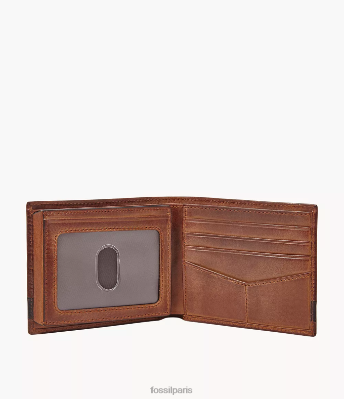 Fossil Hommes brun Quinn Flip ID à deux volets portefeuille 0ZTD41658