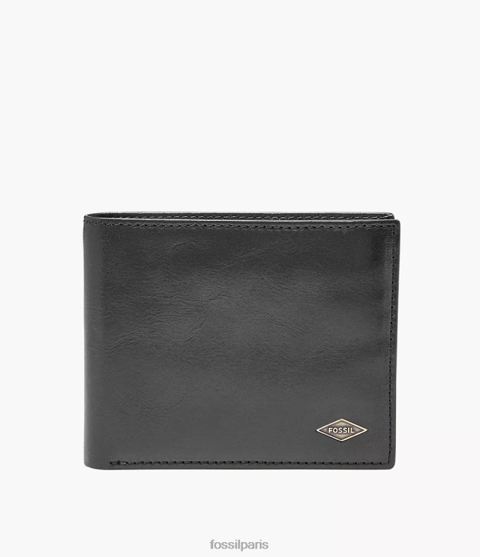 Fossil Hommes noir Ryan RFID Flip ID à deux volets portefeuille 0ZTD41688