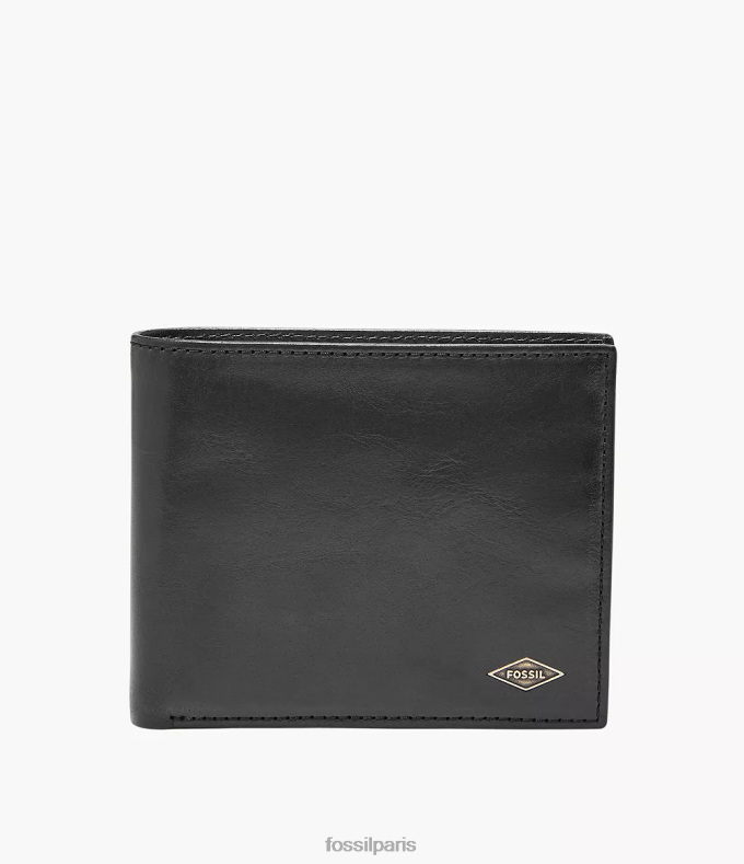 Fossil Hommes noir Ryan RFID grande poche à monnaie à deux volets portefeuille 0ZTD41674