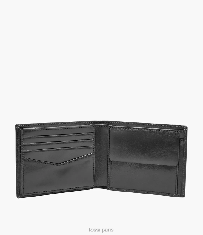 Fossil Hommes noir Ryan RFID grande poche à monnaie à deux volets portefeuille 0ZTD41674