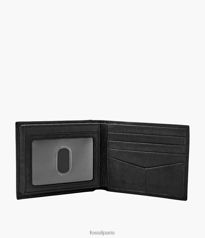 Fossil Hommes noir ingram rfid à deux volets avec flip id portefeuille 0ZTD41666