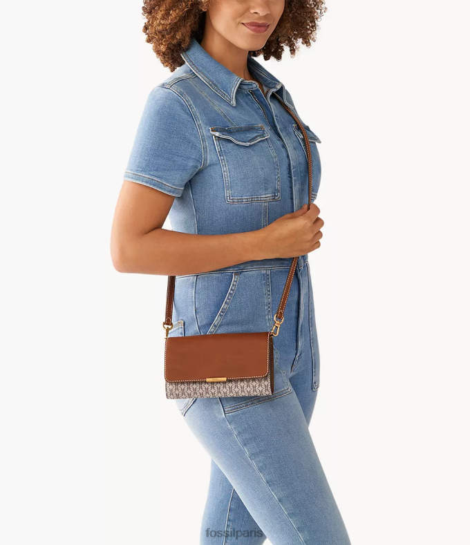 Fossil femmes brun clair jori portefeuille bandoulière sac 0ZTD4884