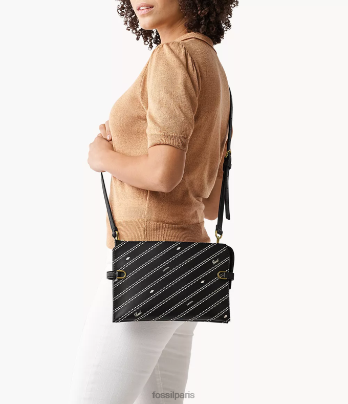 Fossil femmes noir/os sac à bandoulière en cuir cactus kier sac 0ZTD4644