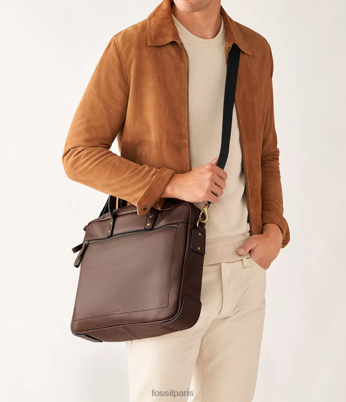 Fossil Hommes marron foncé sac de travail haskell à double fermeture éclair sac 0ZTD41617